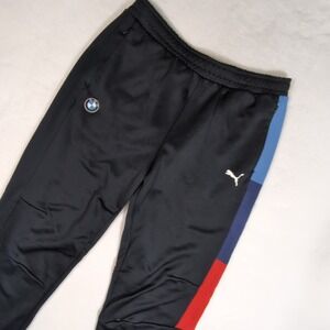 Puma BMW Motorsport Track Pants Men Large Black Tapered Joggers Luxury Athletic